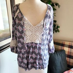 SOLD - Porridge Geo Peasant blouse